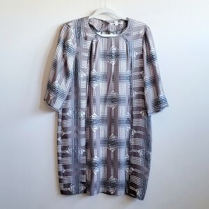 Burning‎ Torch Silk Art Deco Shift Dress